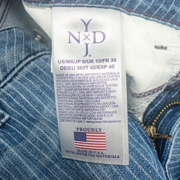 NYDJ Rachel Roll Cuff Ankle Jeans Mid-Rise Pinstripe Stretch Denim Sz 6 - Picture 6 of 10